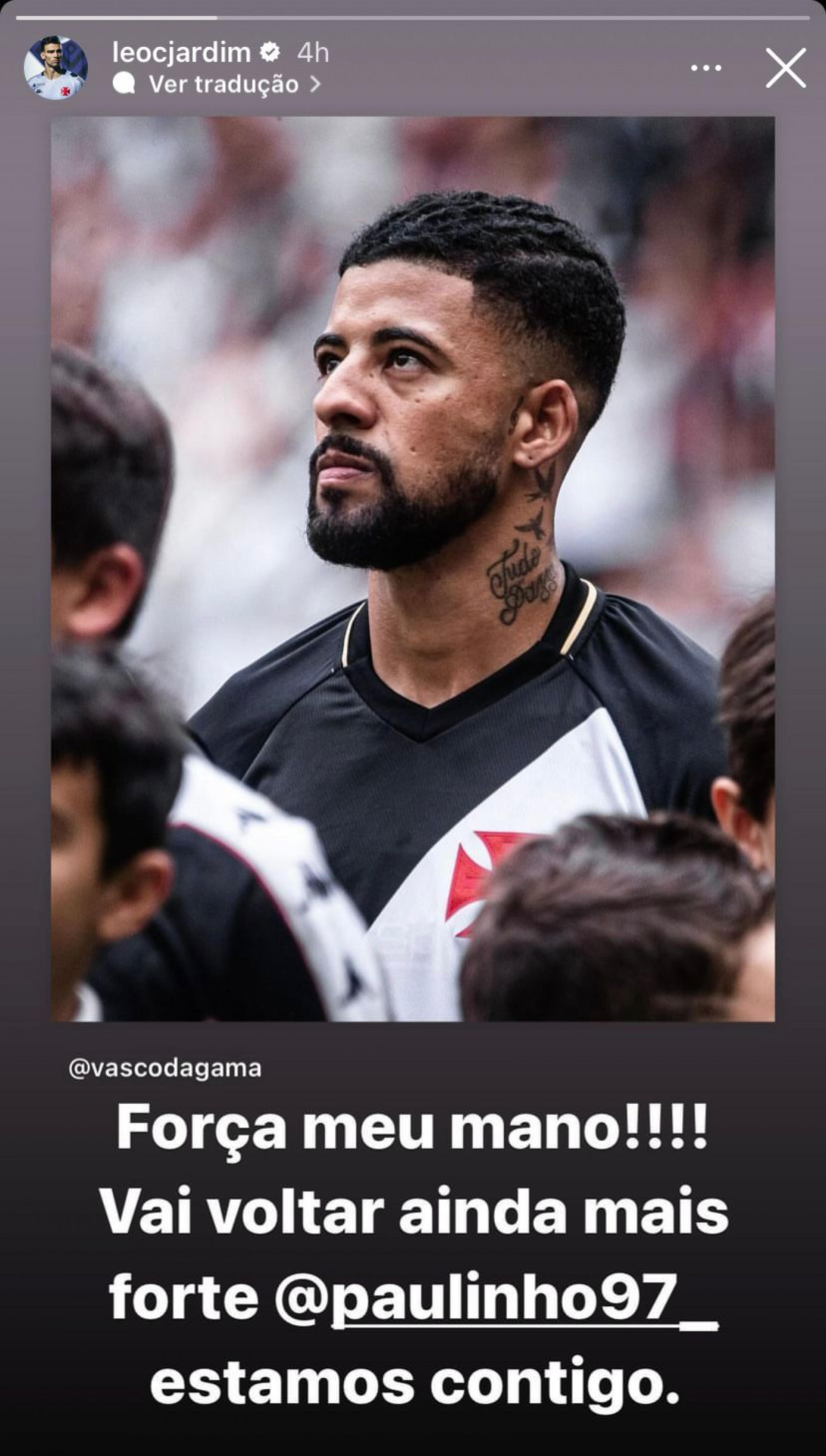 Mensagem de Léo Jardim para Paulinho - Foto: Reprodução/Instagram