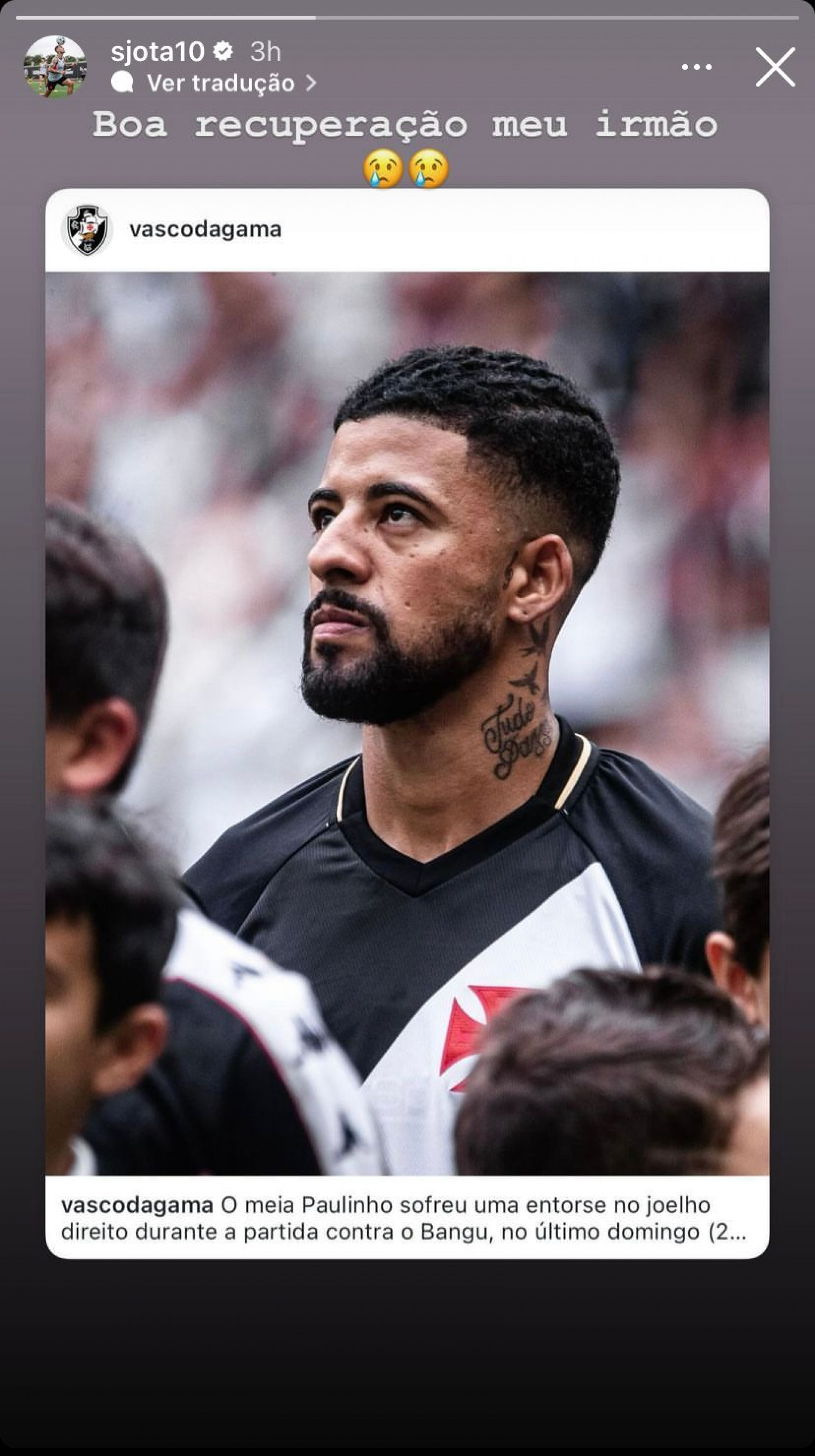 Mensagem de Serginho para Paulinho - Foto: Reprodução/Instagram