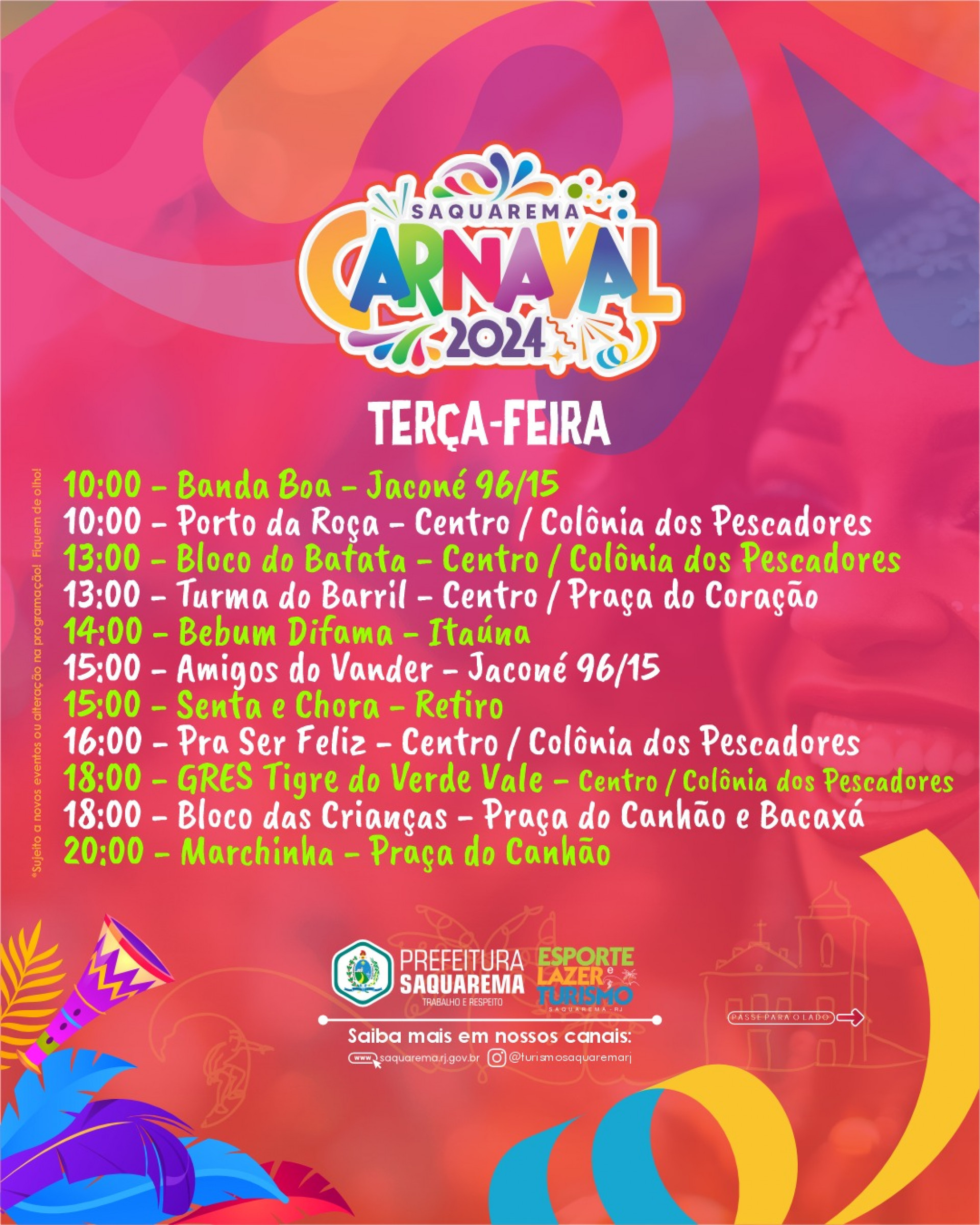 Prefeitura de Saquarema divulga programação do Carnaval 2024 - Divulgação/Prefeitura de Saquarema