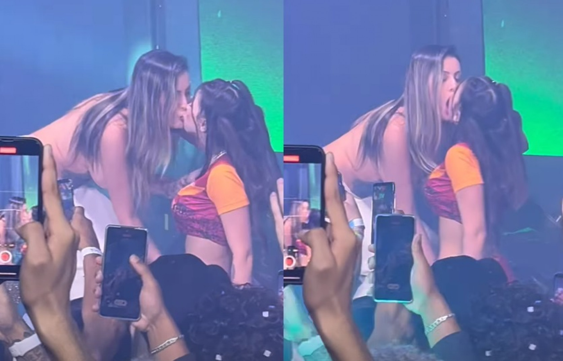 Andressa Urach e MC Pipokinha se beijam em show - Reprodução de vídeo