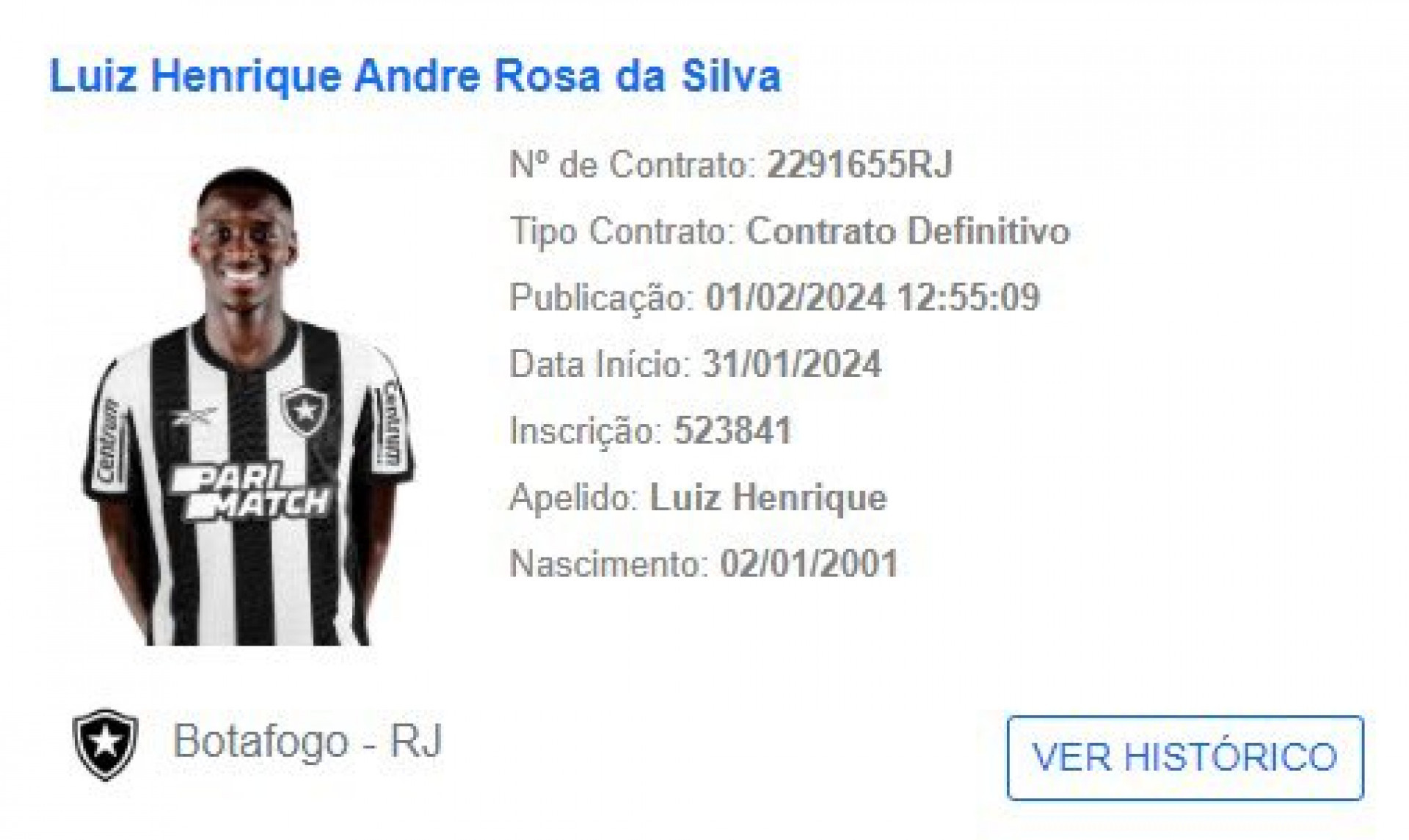 Luiz Henrique teve seu nome regularizado no BID da CBF - Reprodução