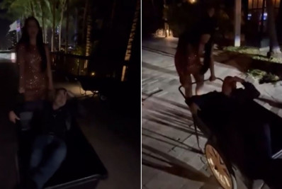 Noiva de Zezé Di Camargo carrega cantor em carrinho de mão após festa em Miami
