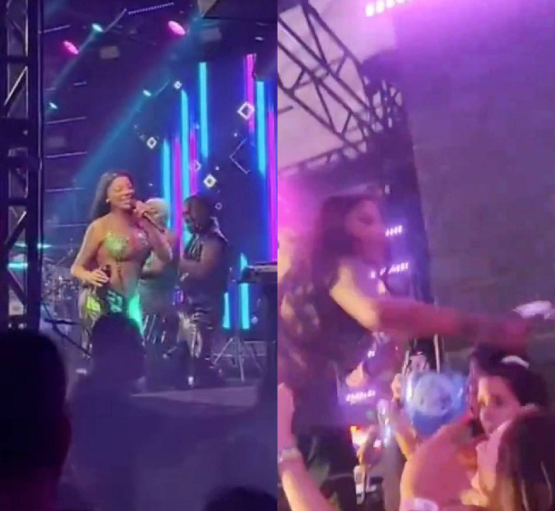 Ludmilla revida e joga água em fã durante show neste sábado (3) - Reprodução
