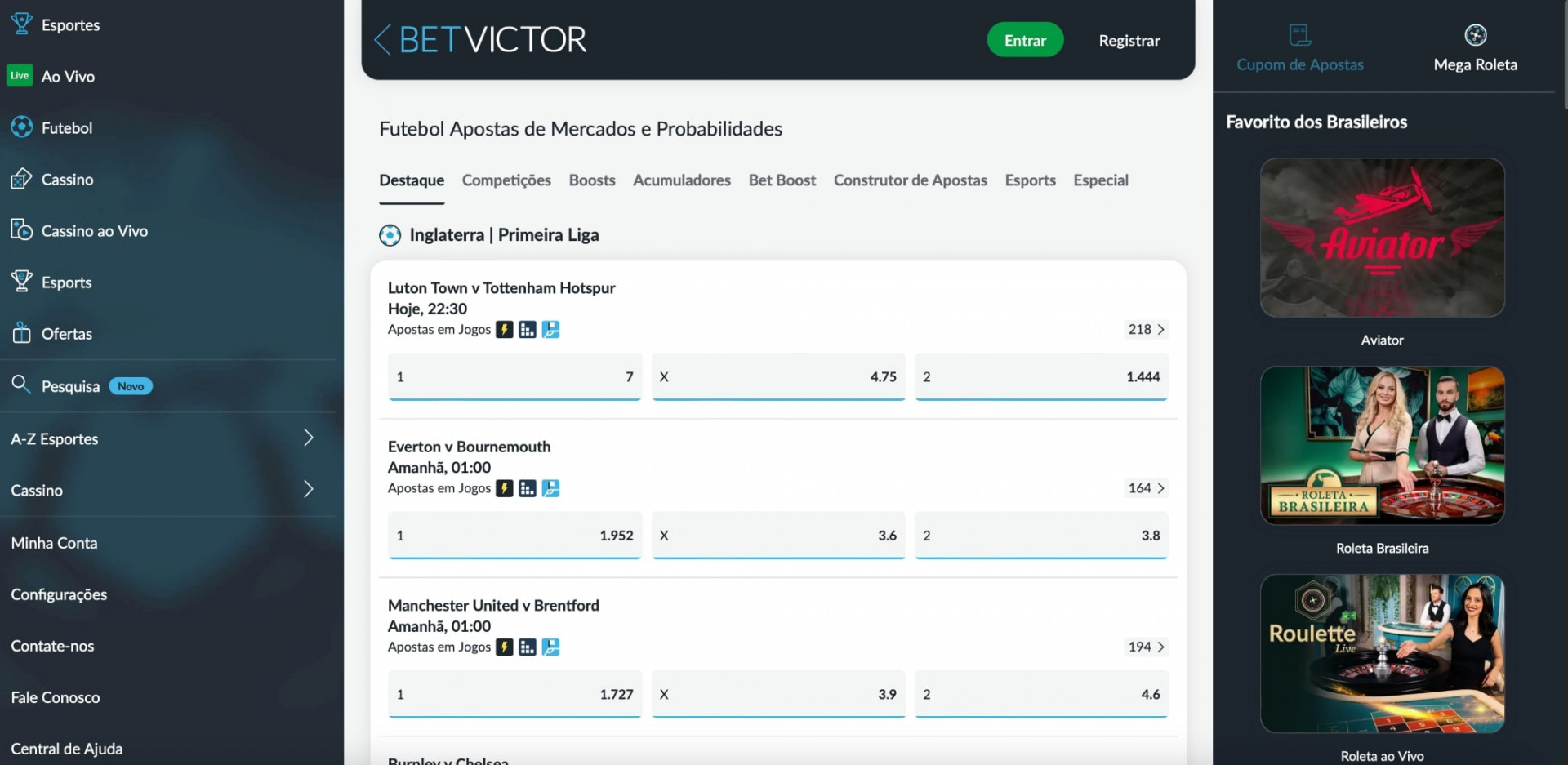 BetVictor: Melhor Seção Especial de Apostas - Divulgação