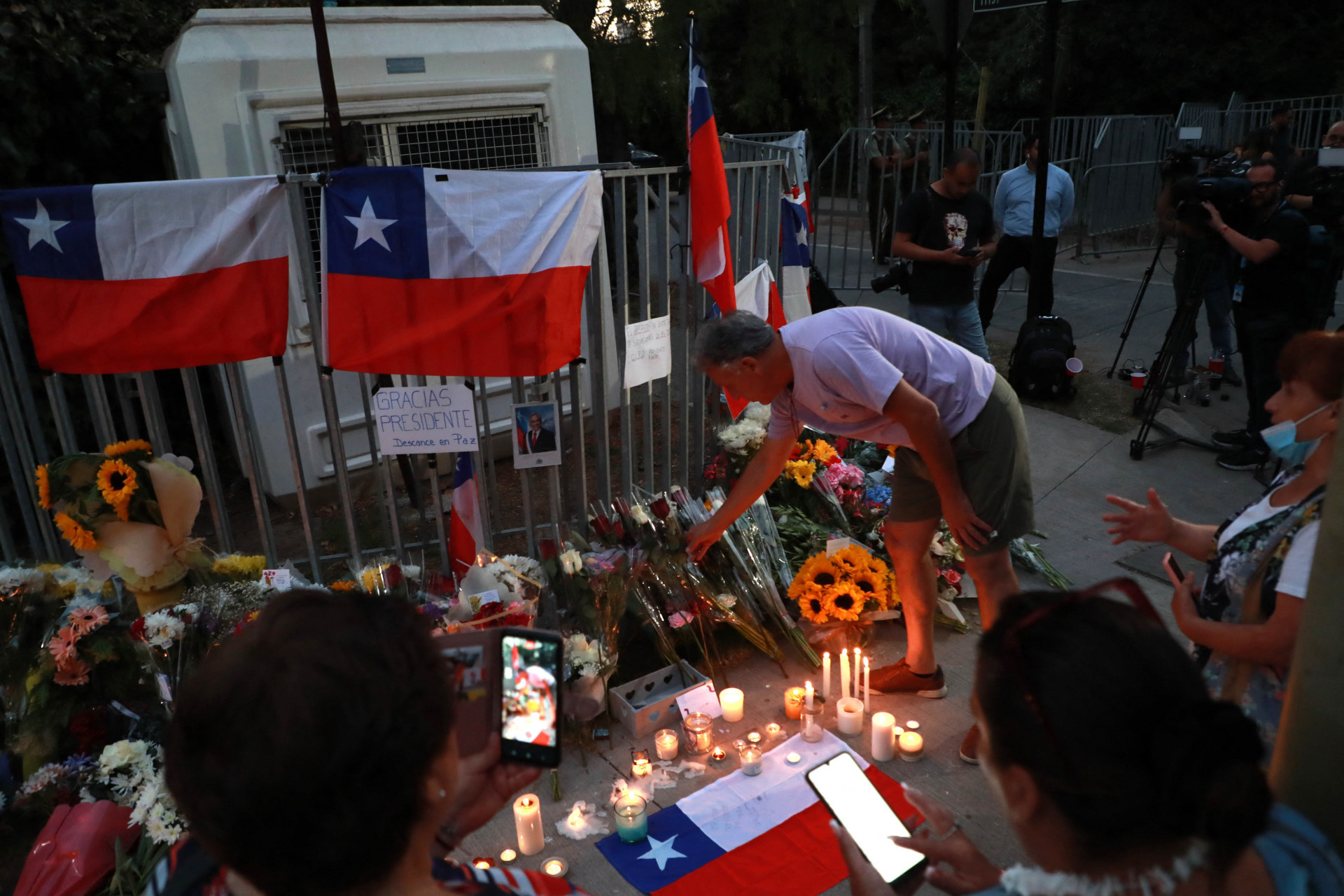 Homenagem ao ex-presidente Sebasti&aacute;n Pi&ntilde;era no Chile - Raul Bravo / AFP