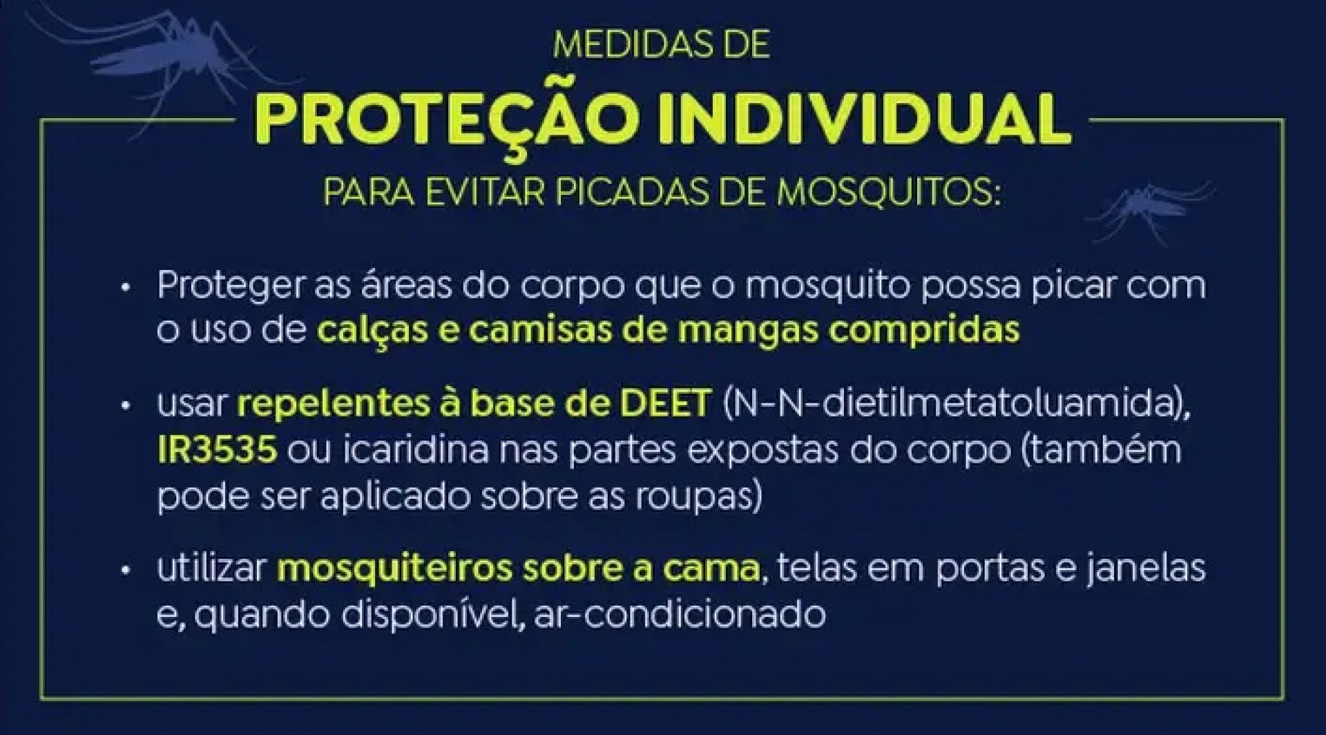 Medidas de proteção individual para evitar picadas de mosquitos - Arte/EBC