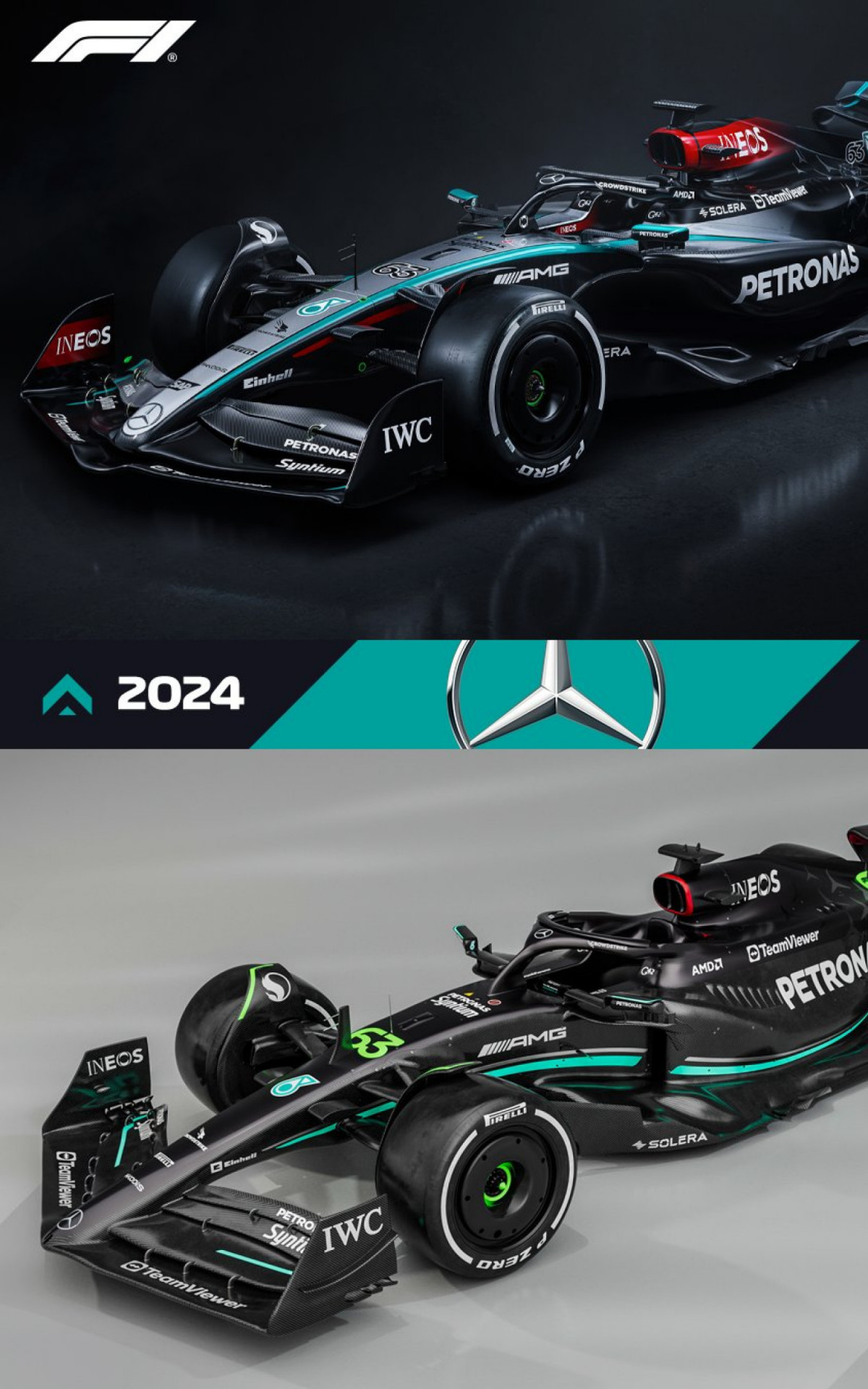 Comparação entre os carros da Mercedes para a temporada 2024 de Fórmula 1 e o de 2023