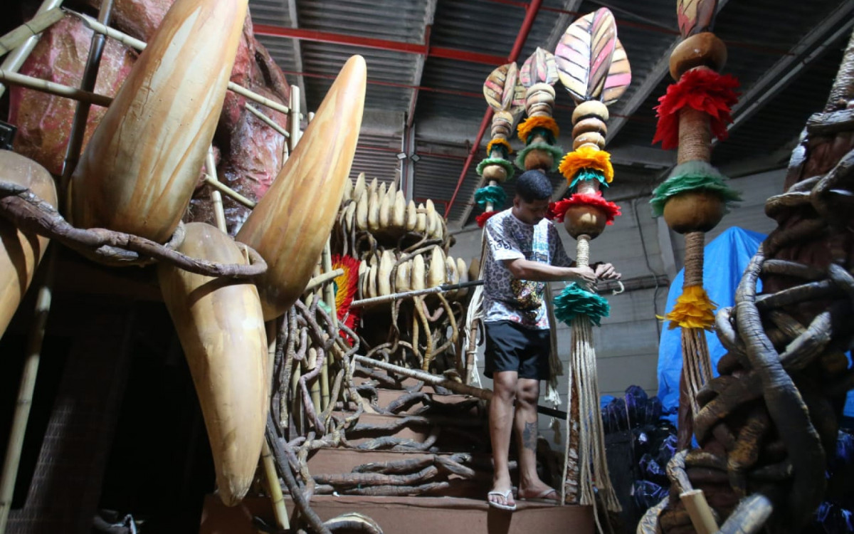 Responsável pelos adereços da escola, Ícaro Daividy Silva, de 25 anos, considera a Grande Rio uma família