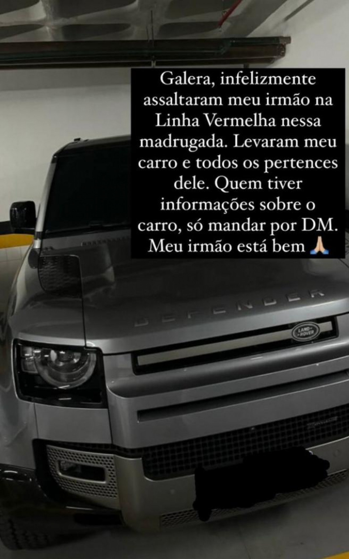 Carro de Pedro foi roubado na Linha Vermelha, altura do Complexo da Mar&eacute; - Reprodu&ccedil;&atilde;o / Redes sociais