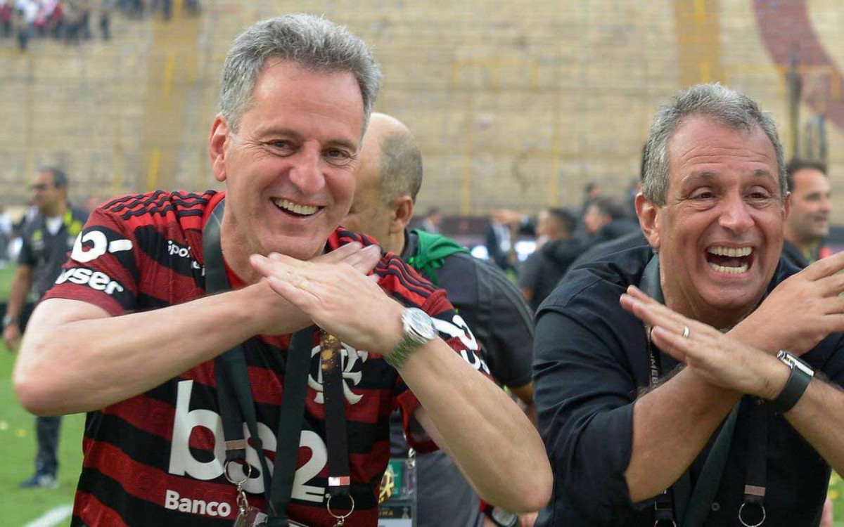 Rodolfo Landim e BAP comemorando mais um título do Flamengo