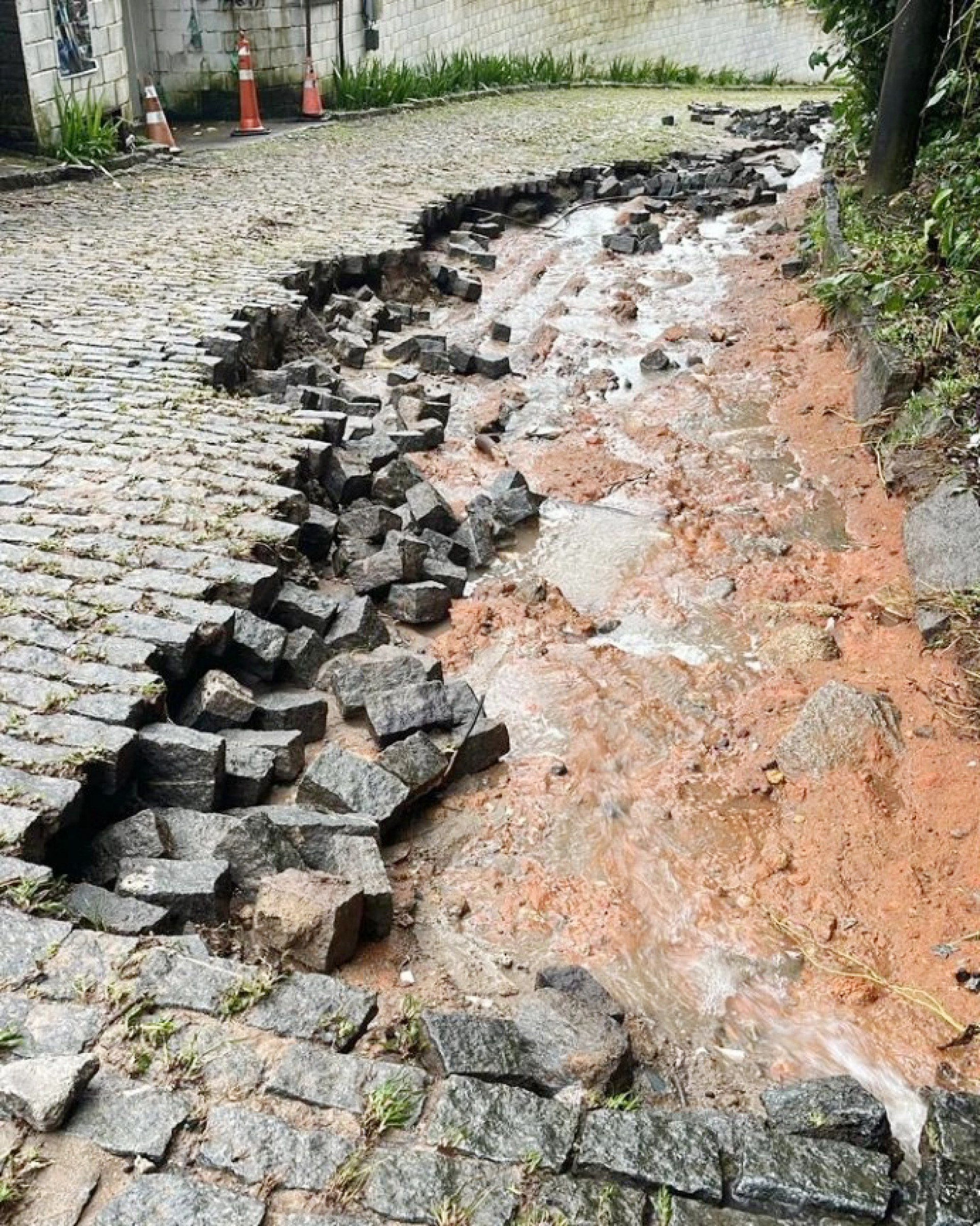 Temporal provoca estrago em rua de Guapimirim