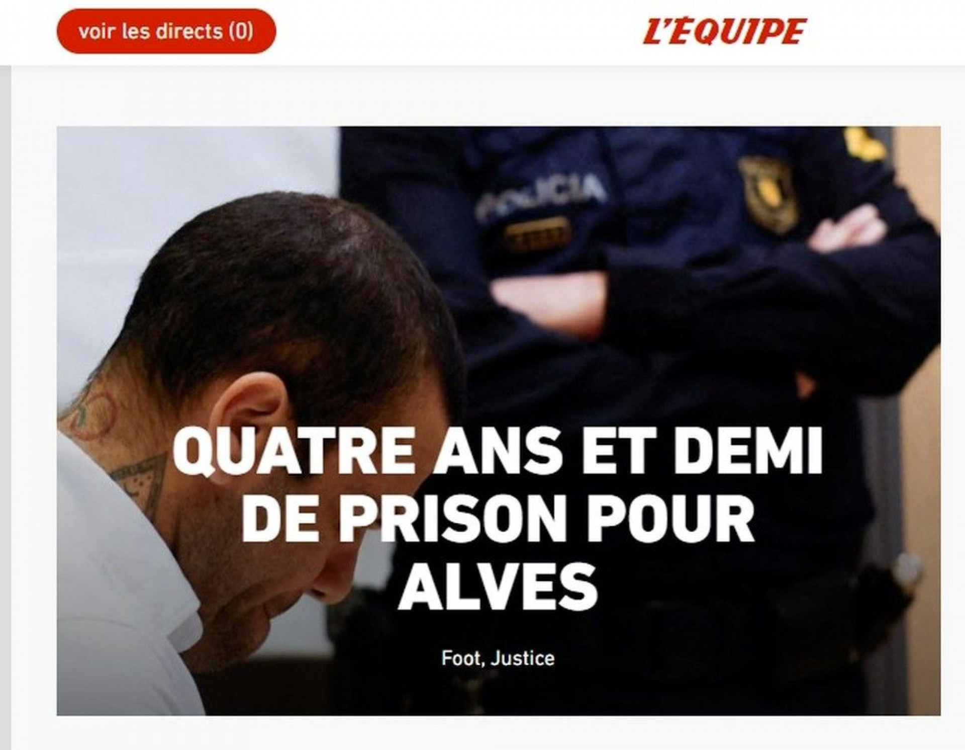 L'Equipe destacou condena&ccedil;&atilde;o de Daniel Alves - Reprodu&ccedil;&atilde;o