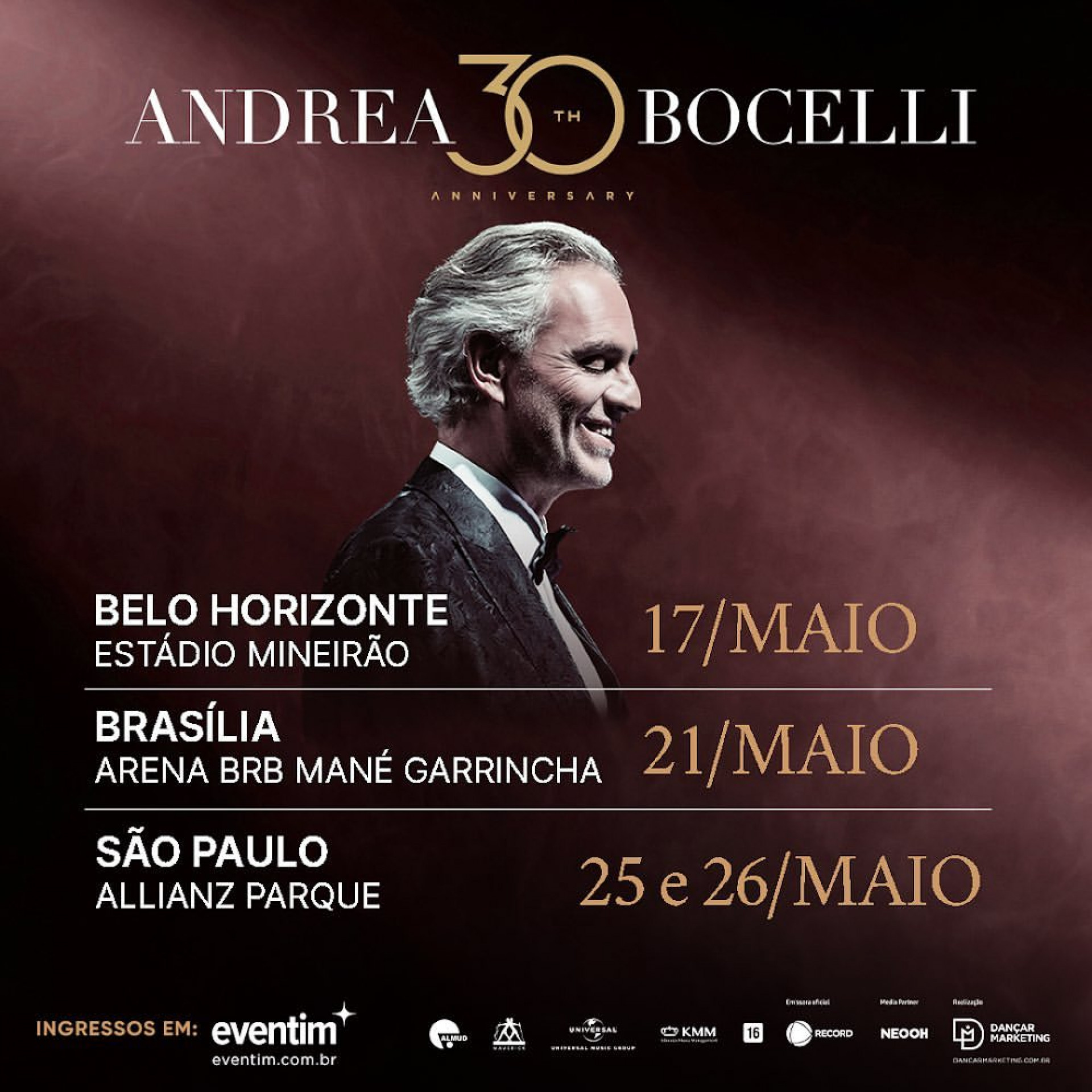 Andrea Bocelli anuncia Sandy como convidada de seus shows no Brasil - Reprodução