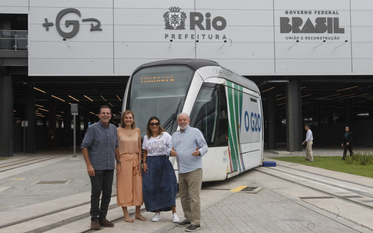 Eduardo Paes, Cristina Paes, Janja e Lula na inauguração do Terminal Gentileza - Reginaldo Pimenta / Agência O Dia