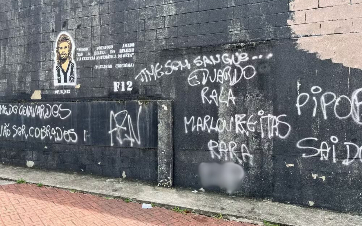 Pichação nos muros do Estádio Nilton Santos