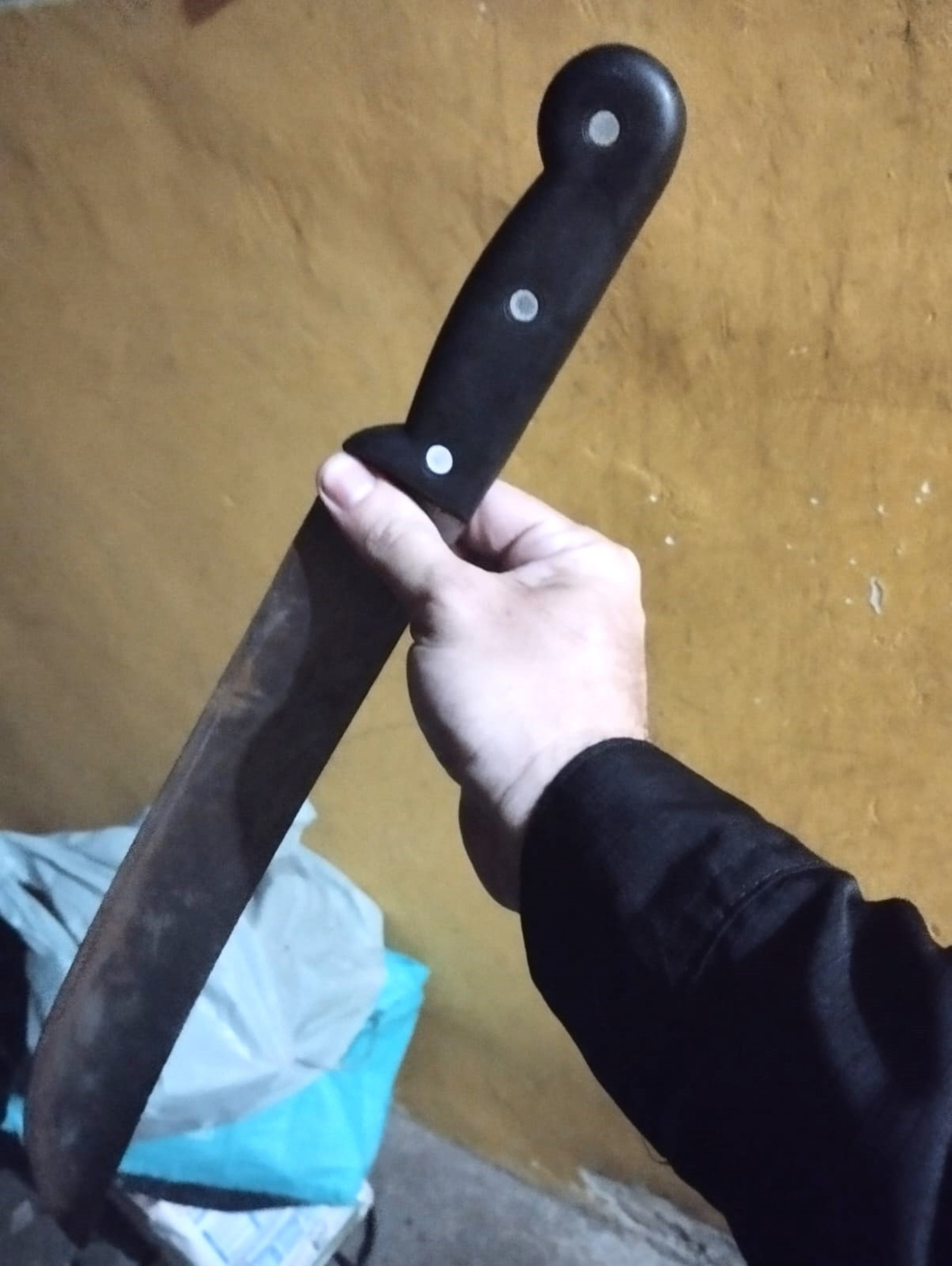 Com o agressor, os guardas municipais encontraram um facão - Divulgação