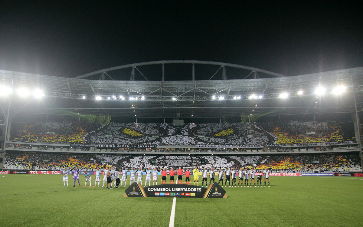 Mosaico da torcida do Botafogo para receber os jogadores