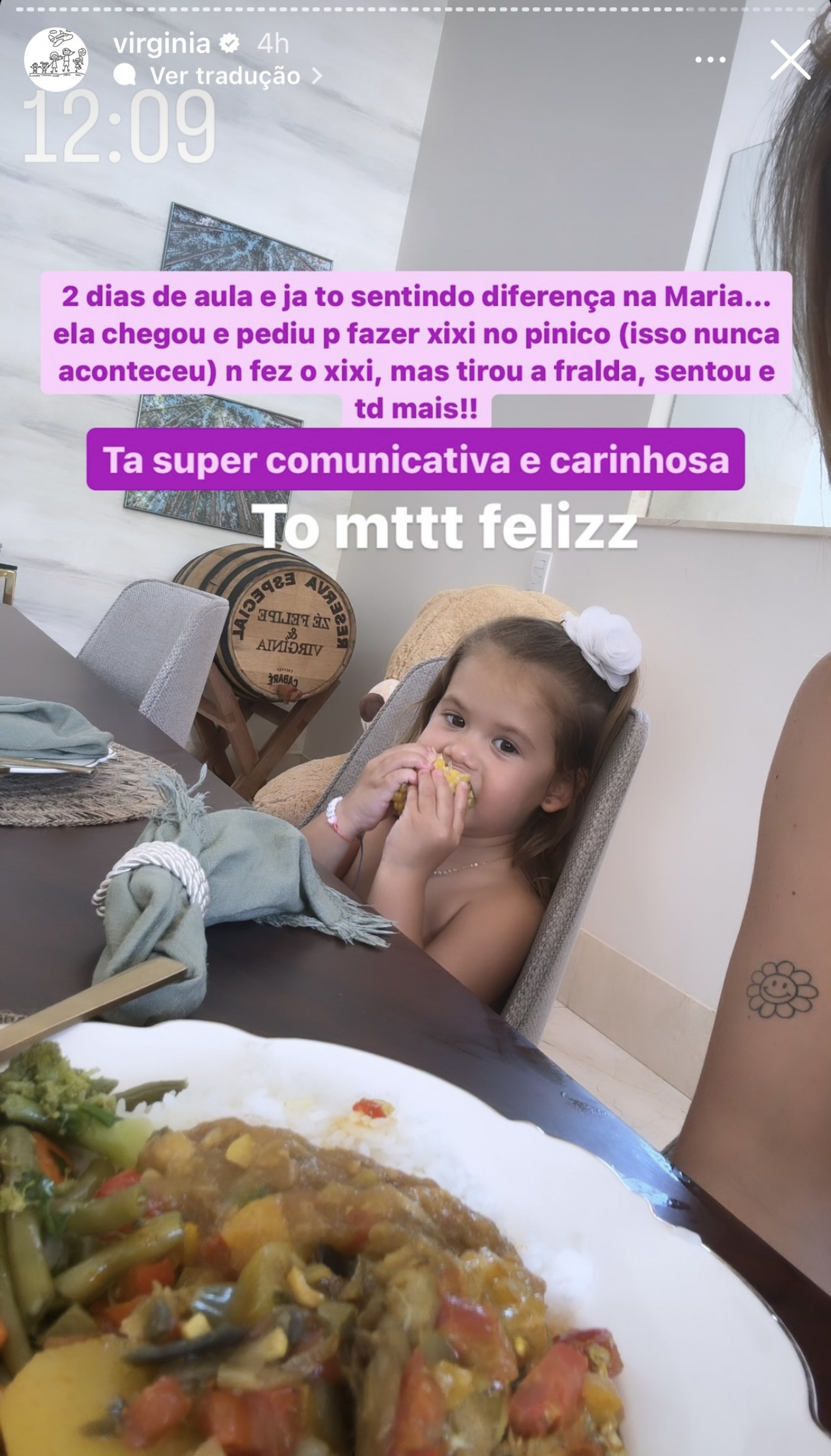 Virginia fala sobre mudanças no comportamento da filha após entrar para a escola - Reprodução