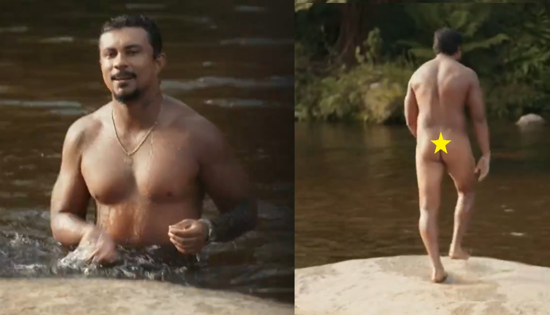 Xamã aparece pelado em cena de 'Renascer' - Reprodução de vídeo / TV Globo