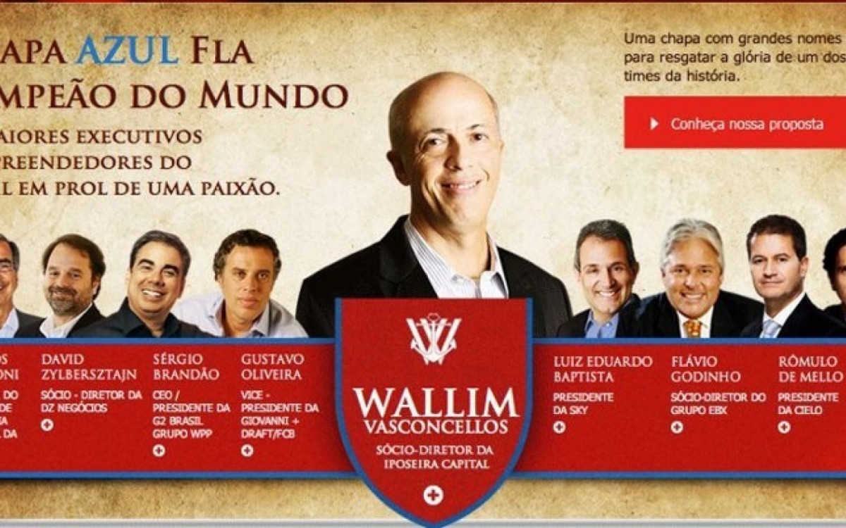 Rodolfo Landim no canto à esquerda fez parte da primeira versão da Chapa Azul no Flamengo