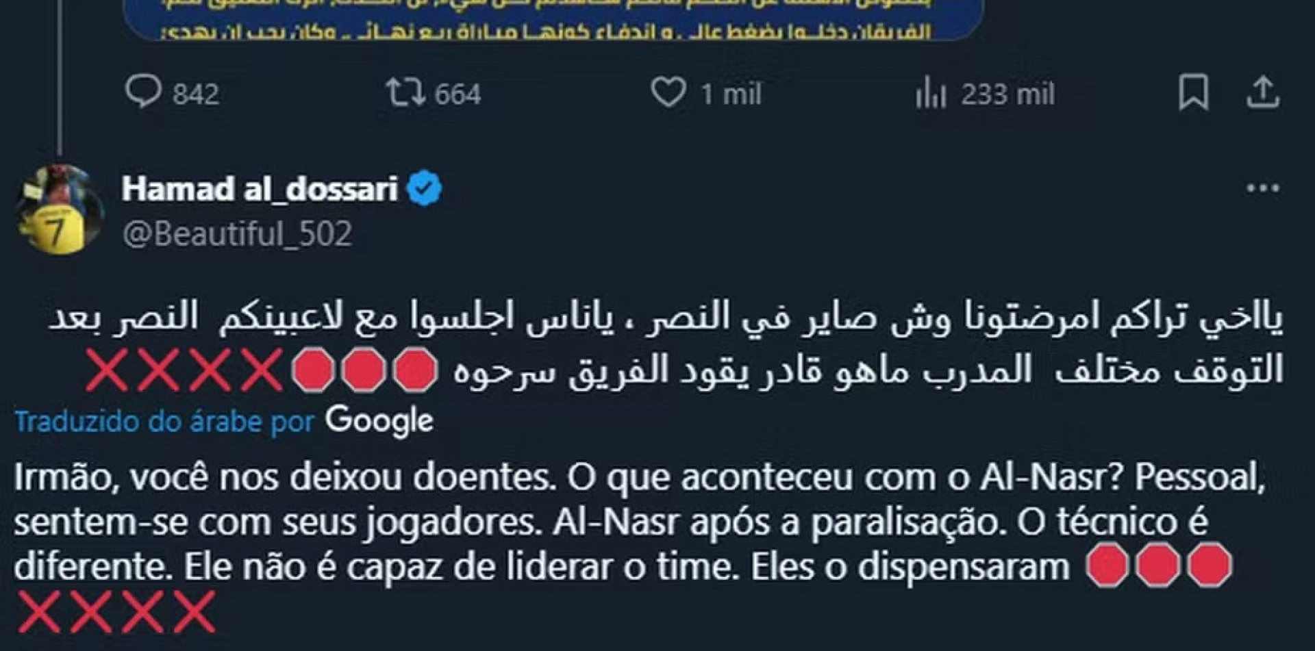 Lu&iacute;s Castro vem sendo alvo de cr&iacute;ticas no Al-Nassr - Reprodu&ccedil;&atilde;o