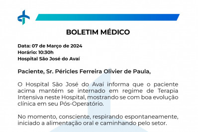 Comunicado sobre a saúde de ex-prefeito e ex-senador