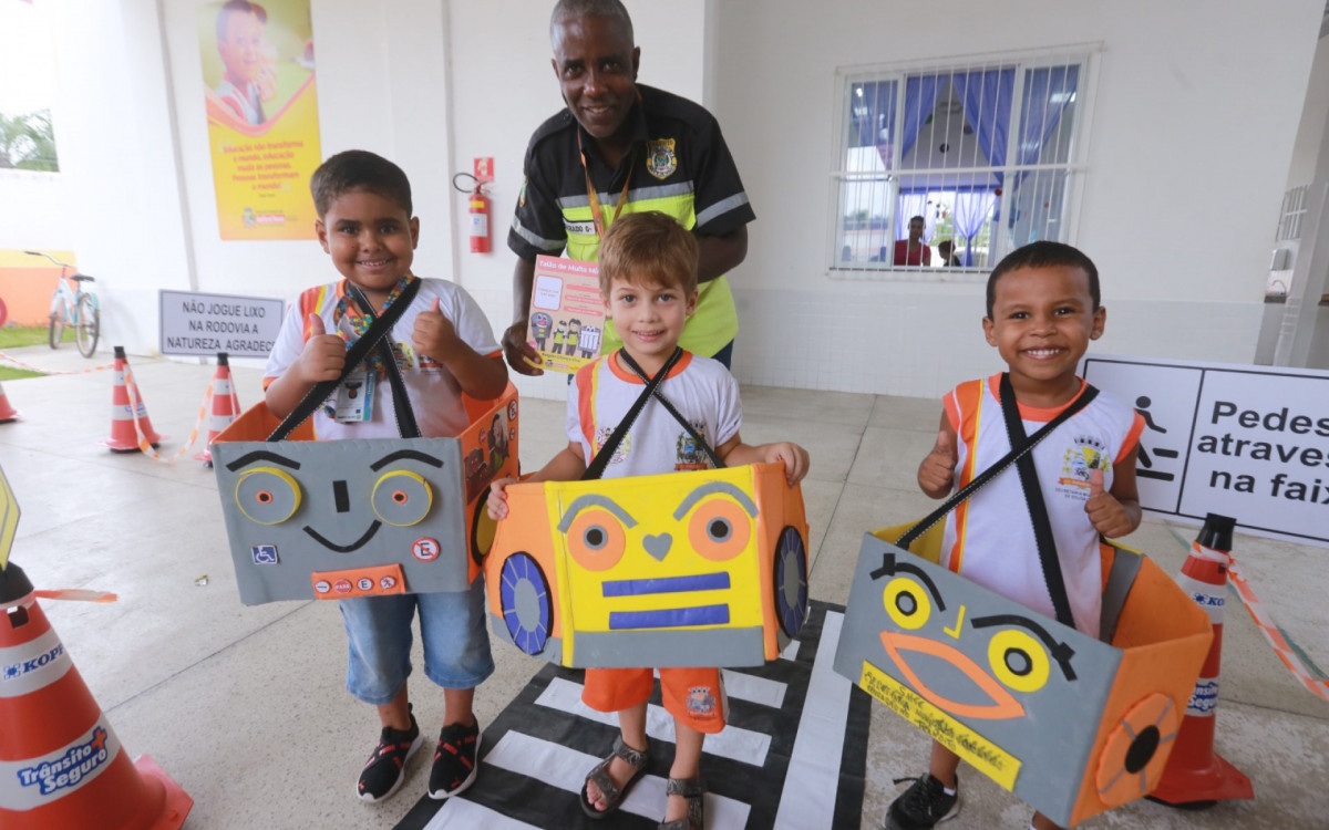 Lorenzo Silva, Heitor Gael e Lorenzo Abreu demonstraram muito conhecimento sobre nos temas de trânsito