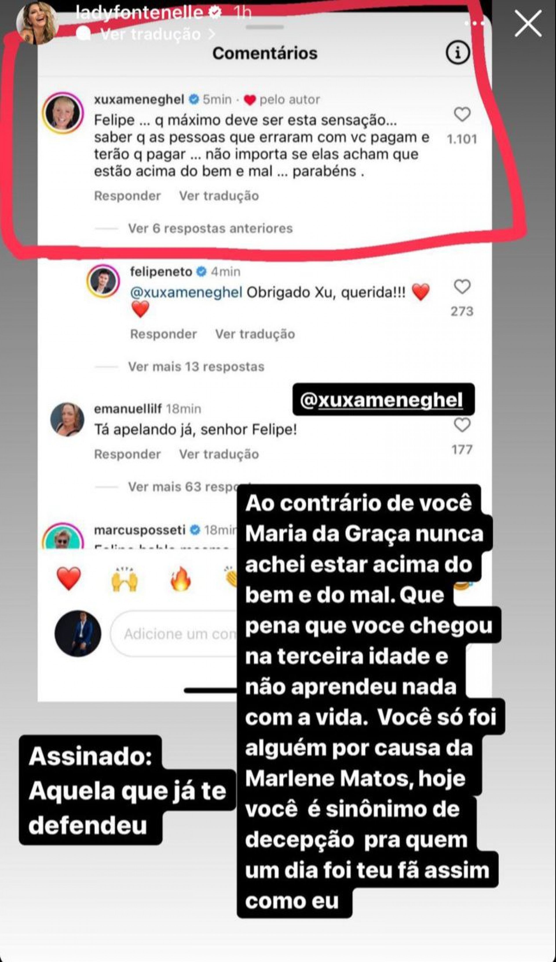 Xuxa defende Felipe Neto - Reprodução/Instagram