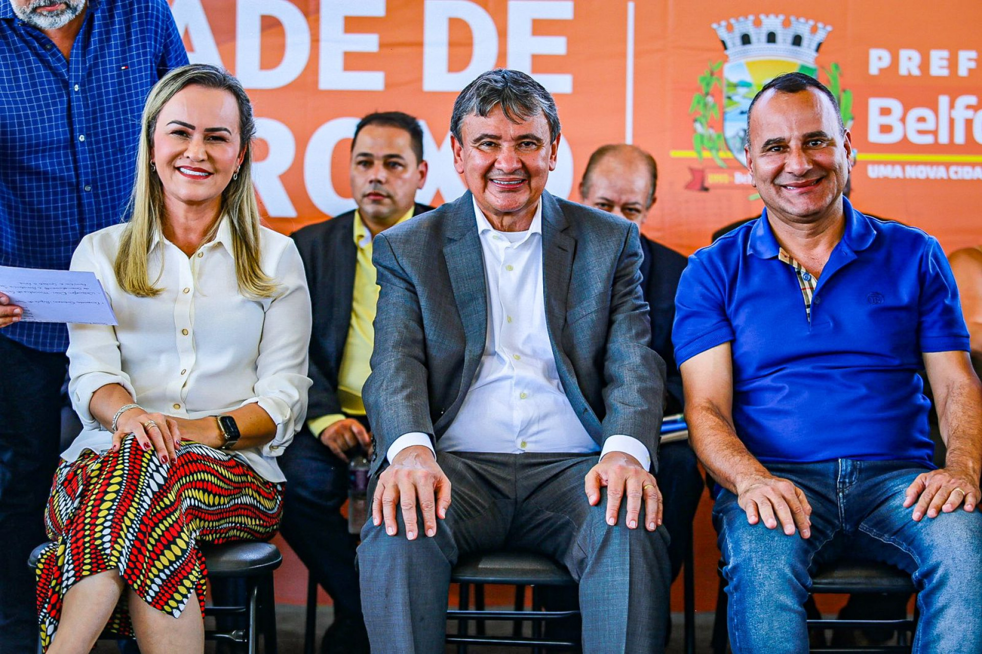 Deputada Daniela do Waguinho, ministro Wellington Dias e Waguinho sa&iacute;ram satisfeitos do encontro - Rafael Barreto/PMBR