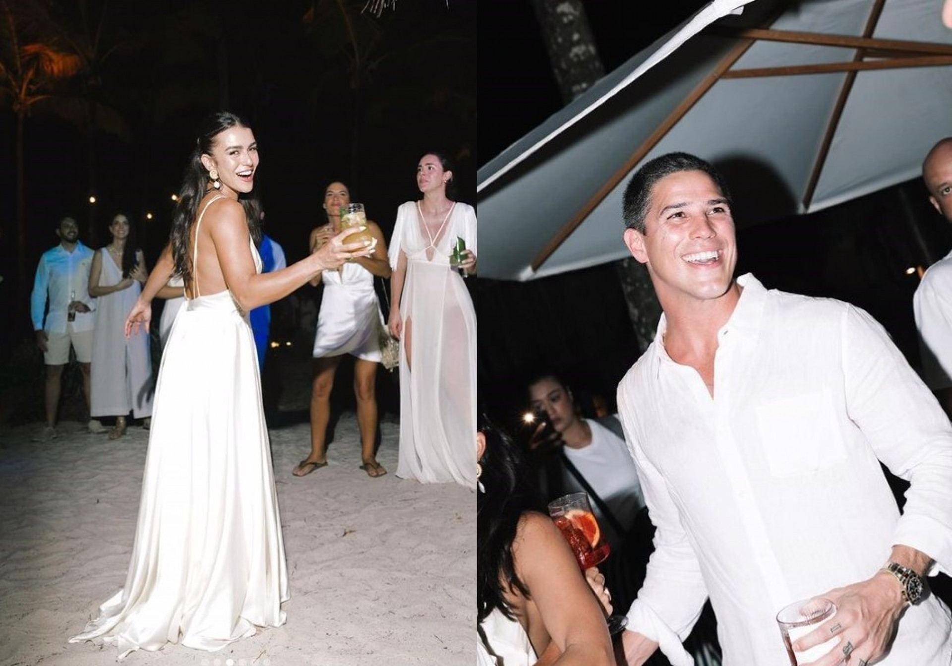 Mari Saad e Romulo Arantes Neto durante o luau na Bahia - Reprodução / Instagram