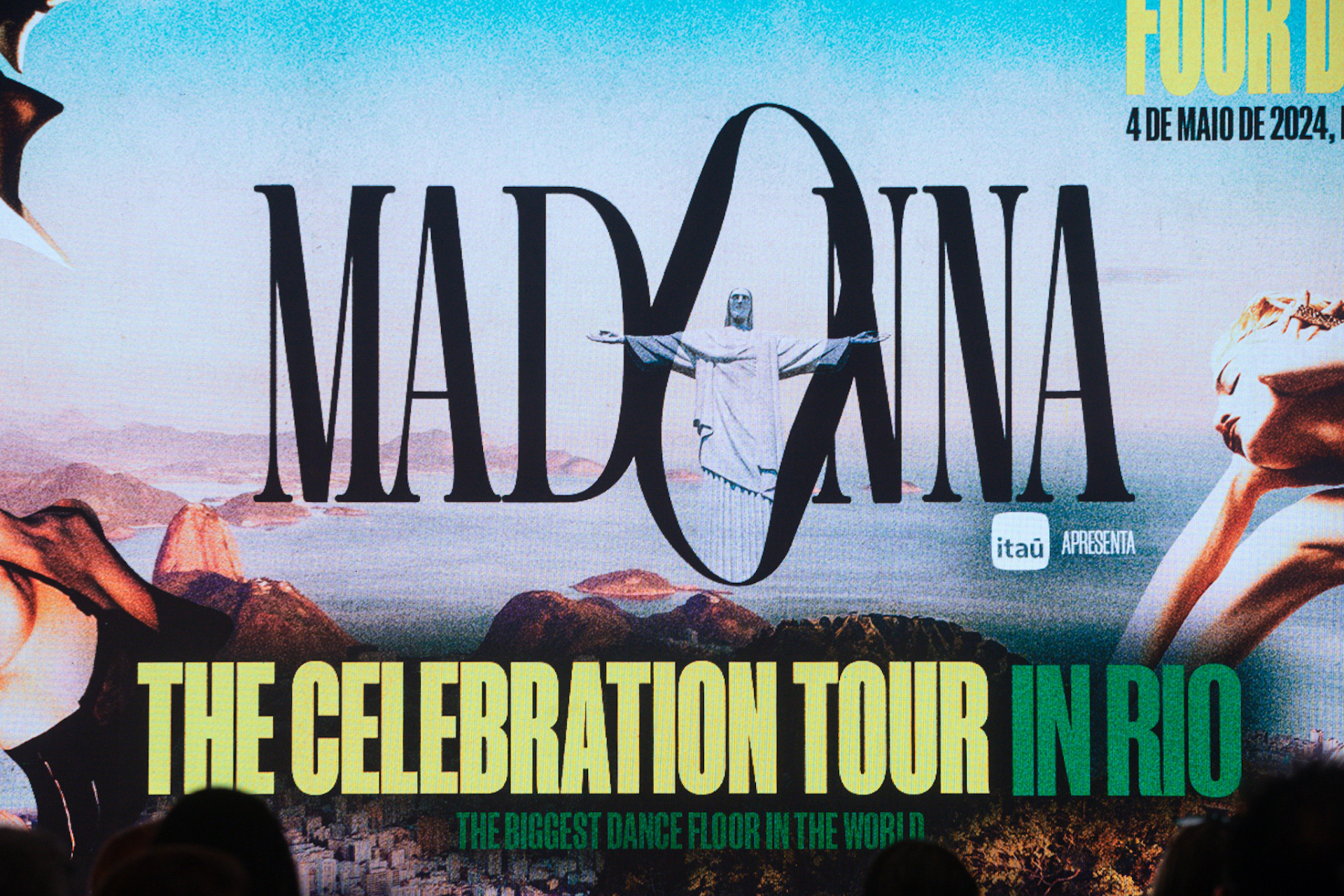 A Bonus Track, Prefeitura do Rio de Janeiro, Governo do Estado do Rio de Janeiro, o Itaú e a Heineken compareceram para coletiva de imprensa sobre o show da Madonna na Praia de Copacabana, nesta segunda-feira (25).
 - Renan Areias/Agência O Dia