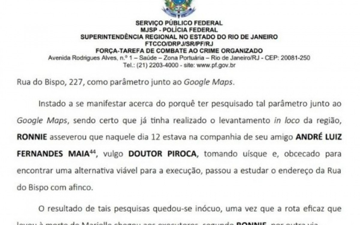 Trecho do relatório final da PF