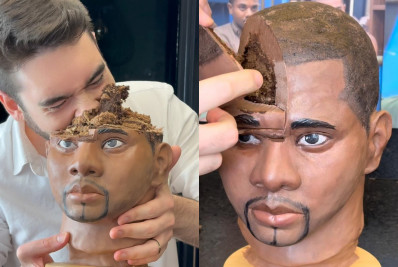 Vídeo! Confeiteiro cria bolo com rosto de Davi, do 'BBB 24', e surpreende ao misturar chocolate com calabresa