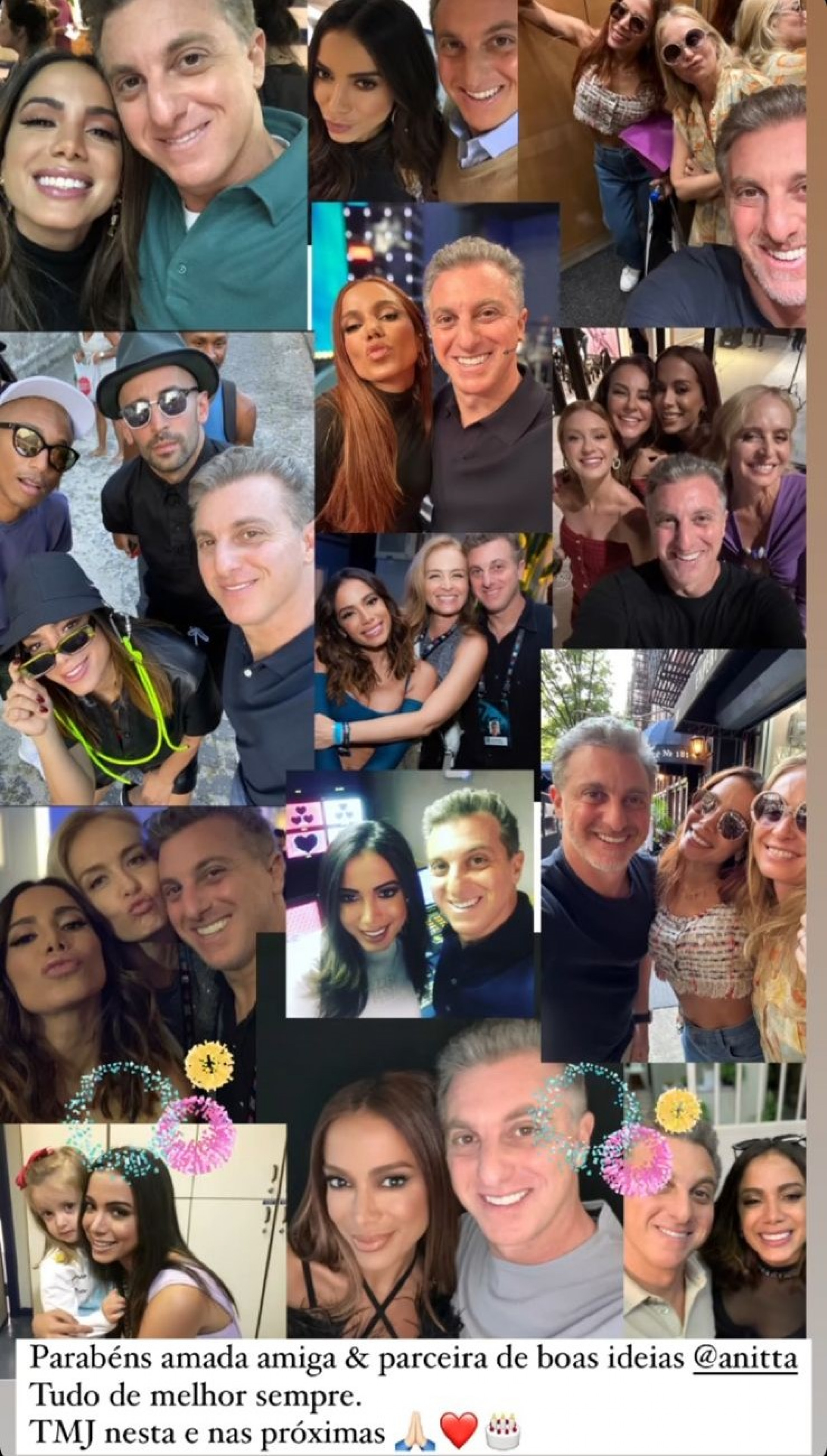Luciano Huck parabeniza Anitta no seu aniversário  - Reprodução / Instagram 
