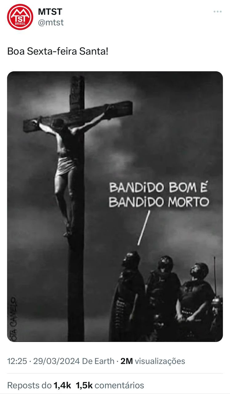 Após post sobre Jesus, deputado aciona Ministério Público contra MTST