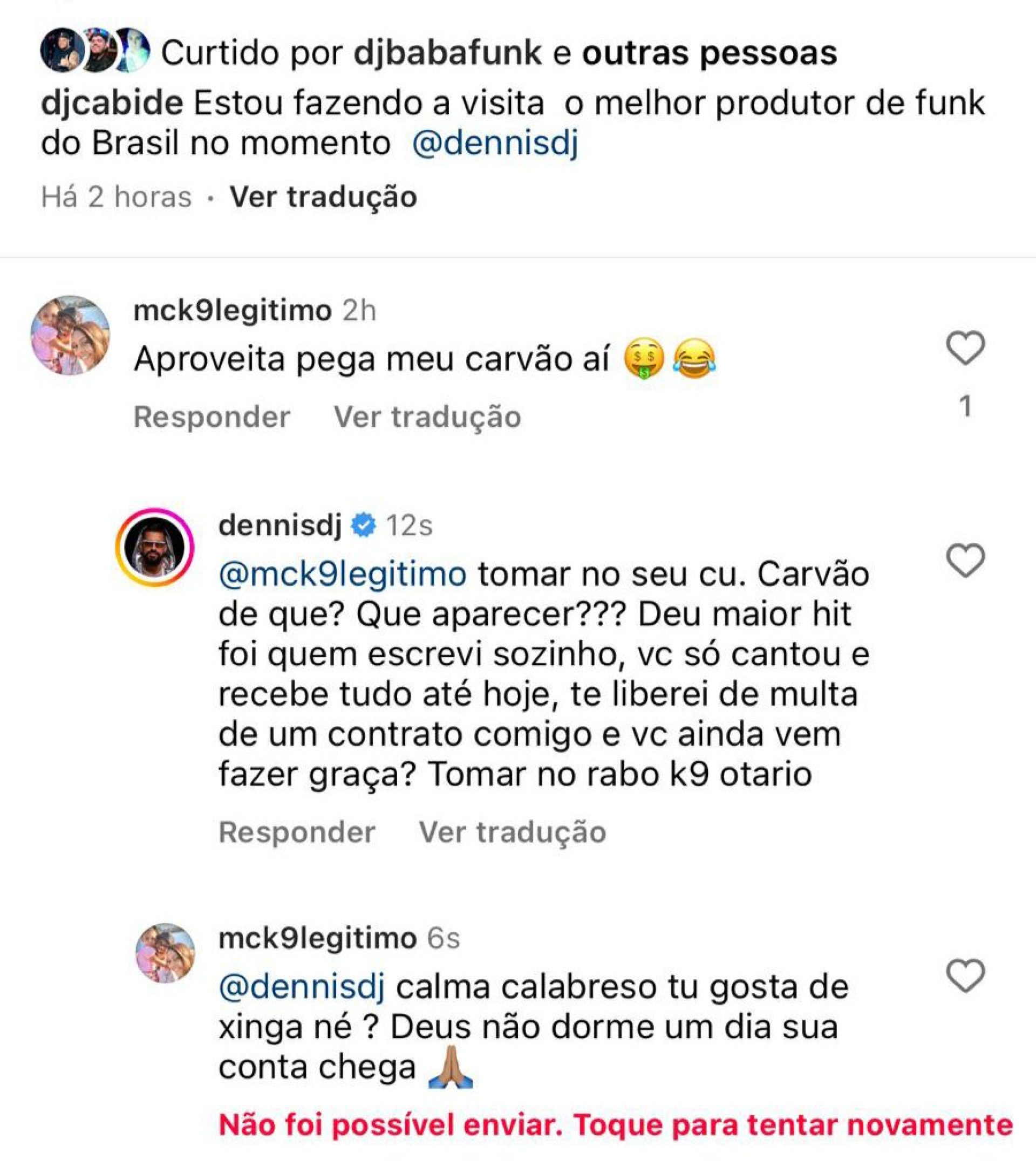 Dennis Dj se revolta com funkeiro MC K9 - Reprodução/Instagram