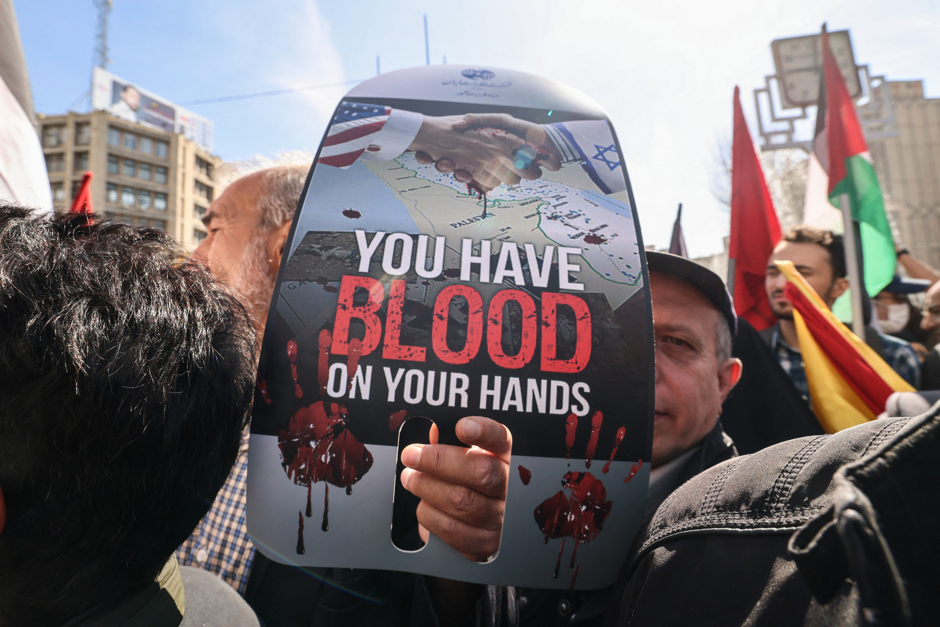 Comboio foi marcado por protestos contra Israel e EUA - Atta Kenere / AFP