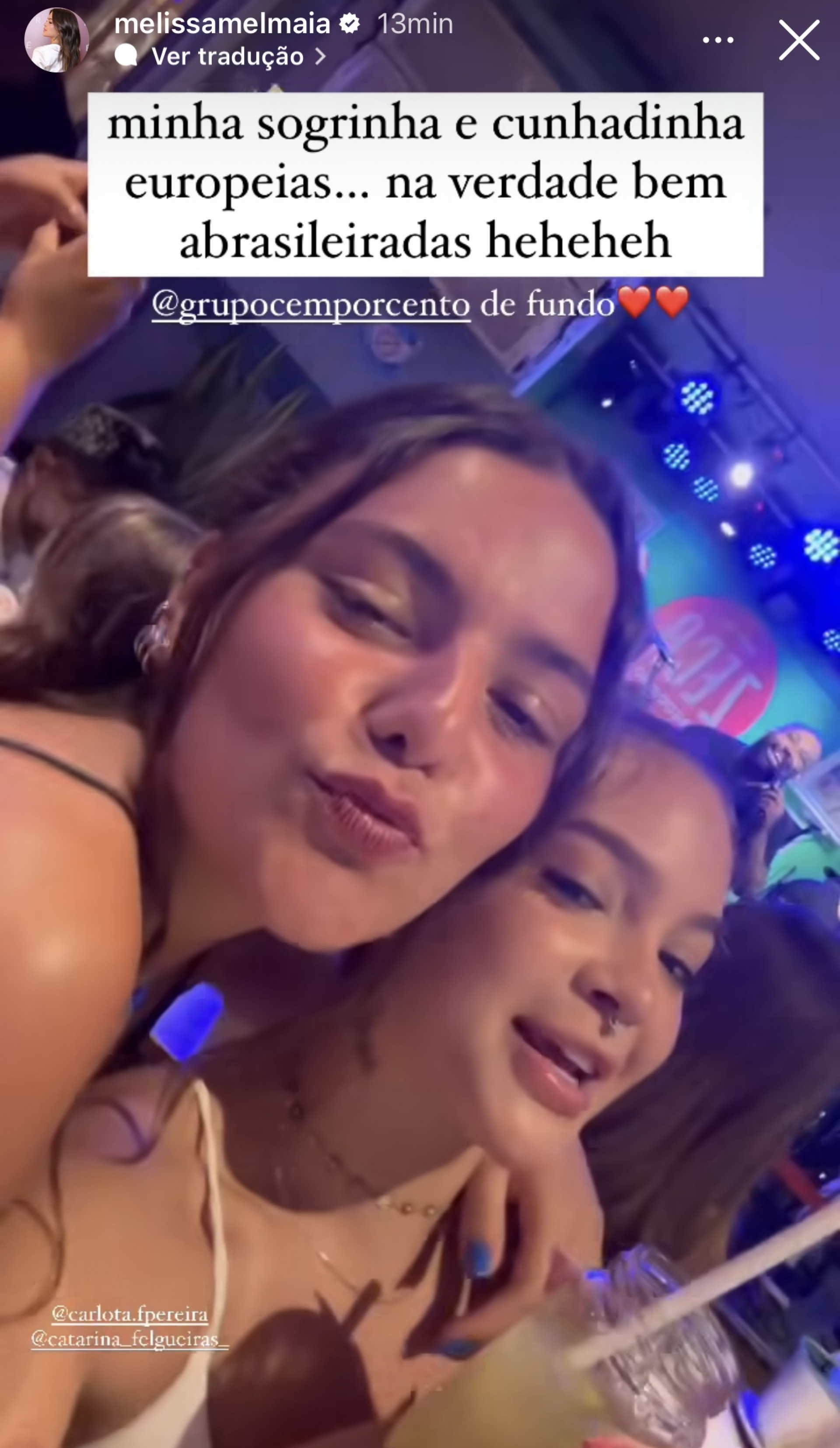 Mel Maia mostra cunhada europeia curtindo show de pagode - Reprodução