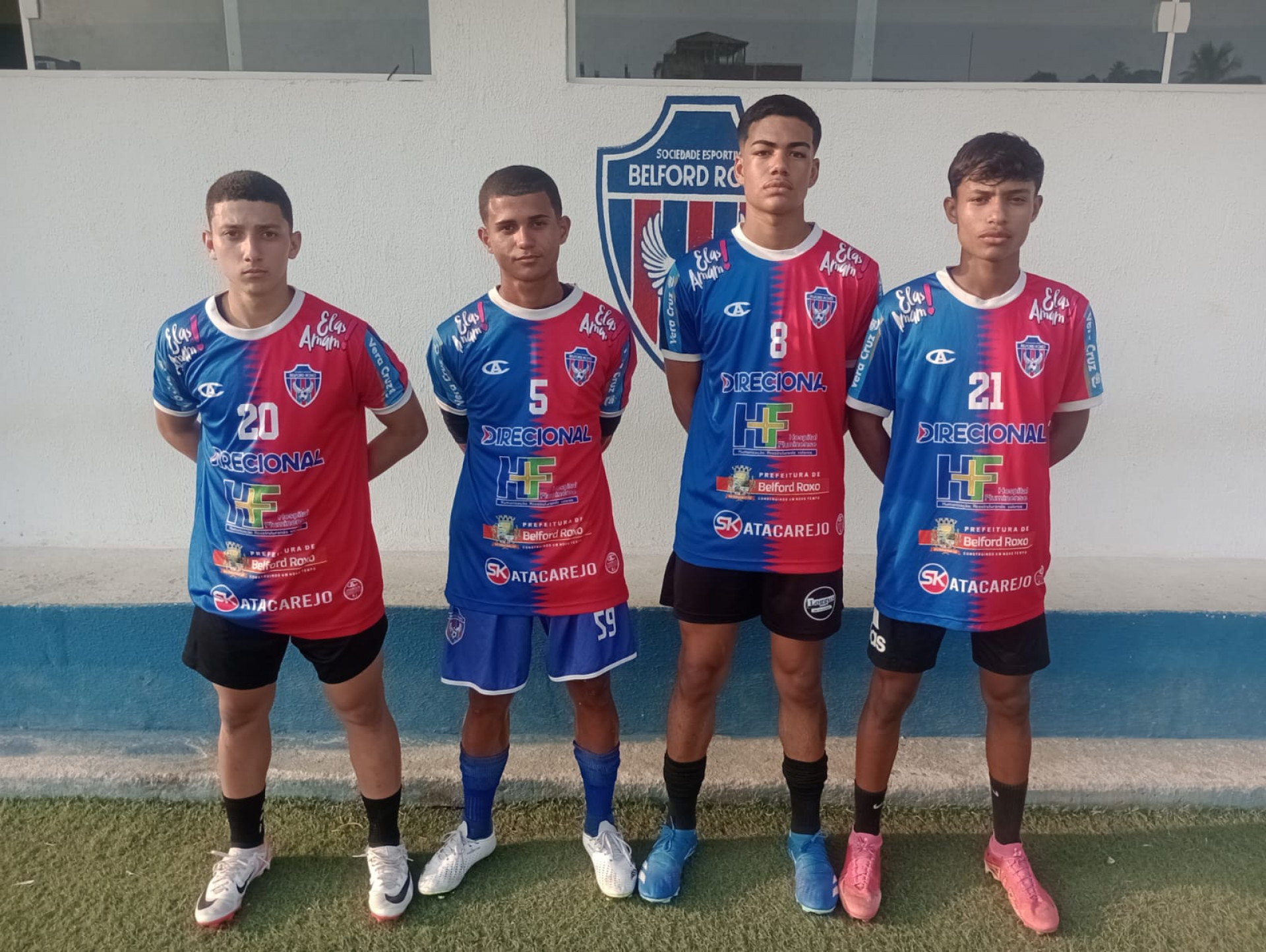 Os novos atletas do Belford Roxo Sub-16: lateral esquerdo  Jos&eacute; Henrique, o volante Emanuel, o zagueiro Gustavo Borges e o atacante Paquet&aacute; - Divulga&ccedil;&atilde;o