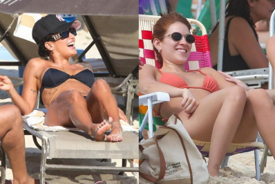 Carol Peixinho e Ana Clara curtem dia de praia na Barra da Tijuca