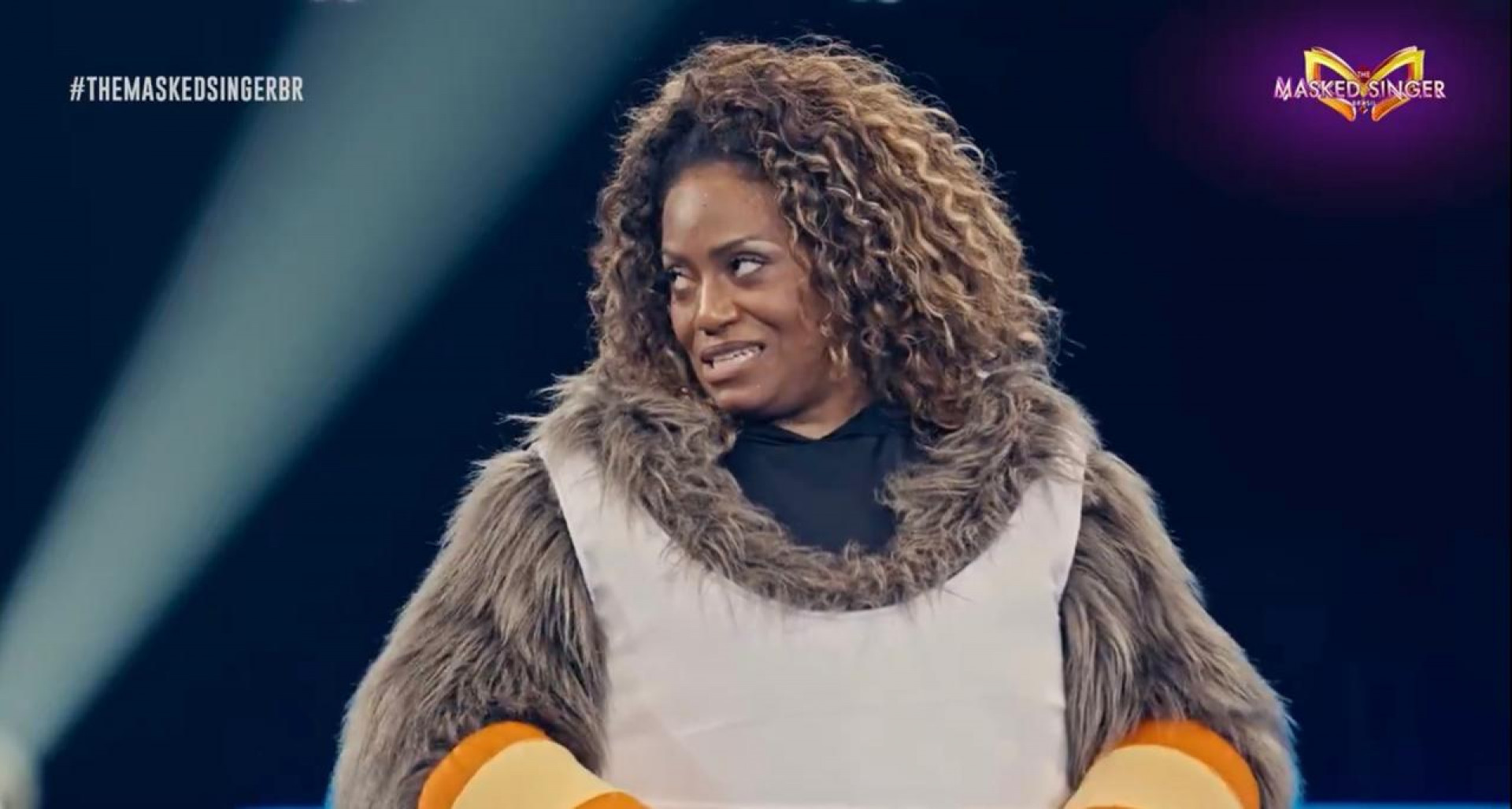 Preguiça, vice-campeã cuja identidade era a atriz e cantora Ludmillah Anjos - Rede Globo