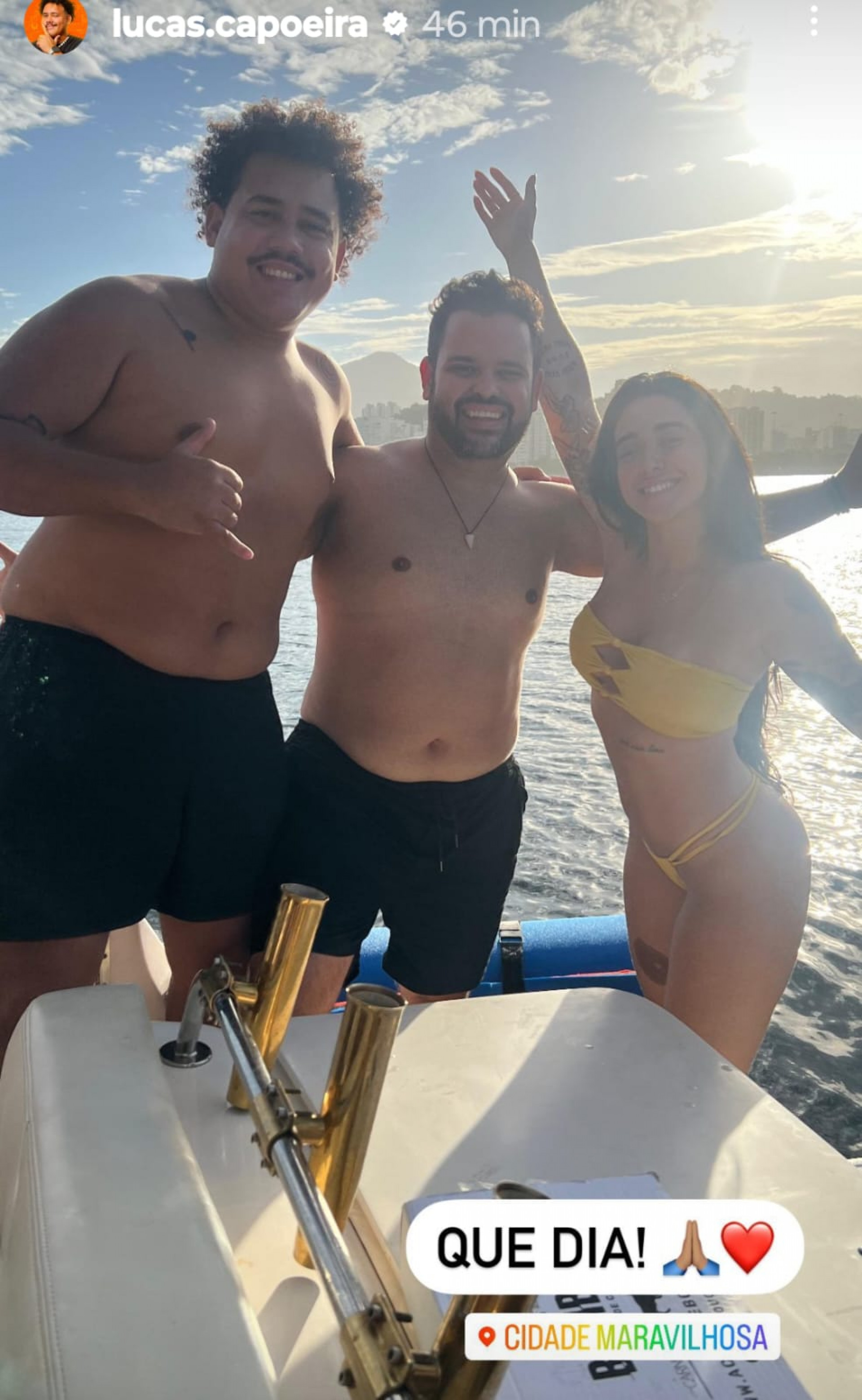 Os ex-BBBs Lucas, Michel e Giovanna