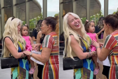 Karoline Lima se diverte com reação da filha ao conhecer Susana Vieira: 'Socorro’