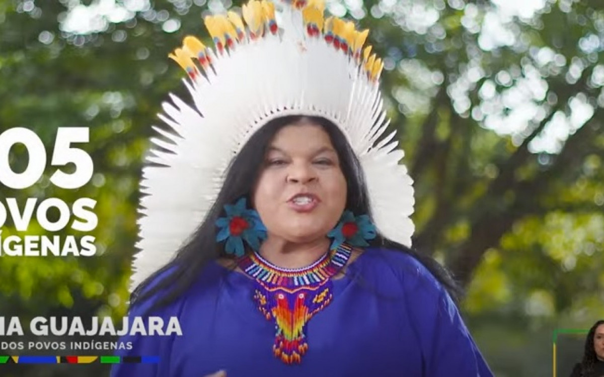 Ministra dos Povos Indígena, Sonia Guajajara, durante pronunciamento  - Reprodução