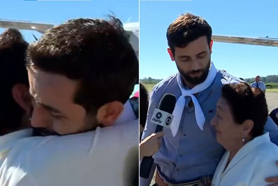 Matteus cai no choro ao reencontrar a avó: 'Melhor abraço do mundo'