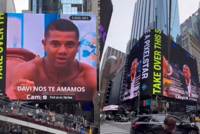 Vídeo de Davi na Times Square agita as redes: 'Merece o mundo'