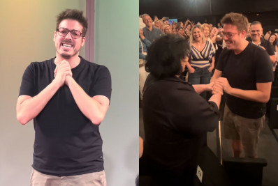 Fabio Porchat chora ao ver Déa Lúcia em seu show: 'Queria Paulo Gustavo aqui'