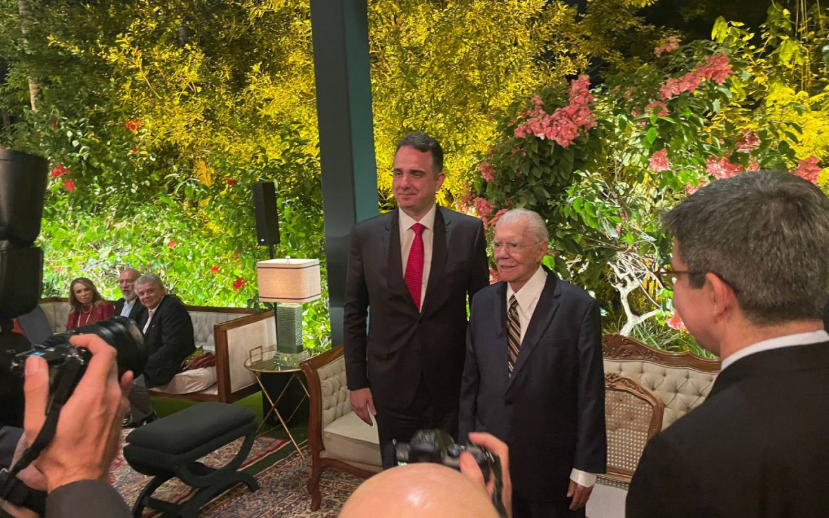 Presidente do Senado, Rodrigo Pacheco e o ex-presidente José Sarney - Reprodução: redes sociais