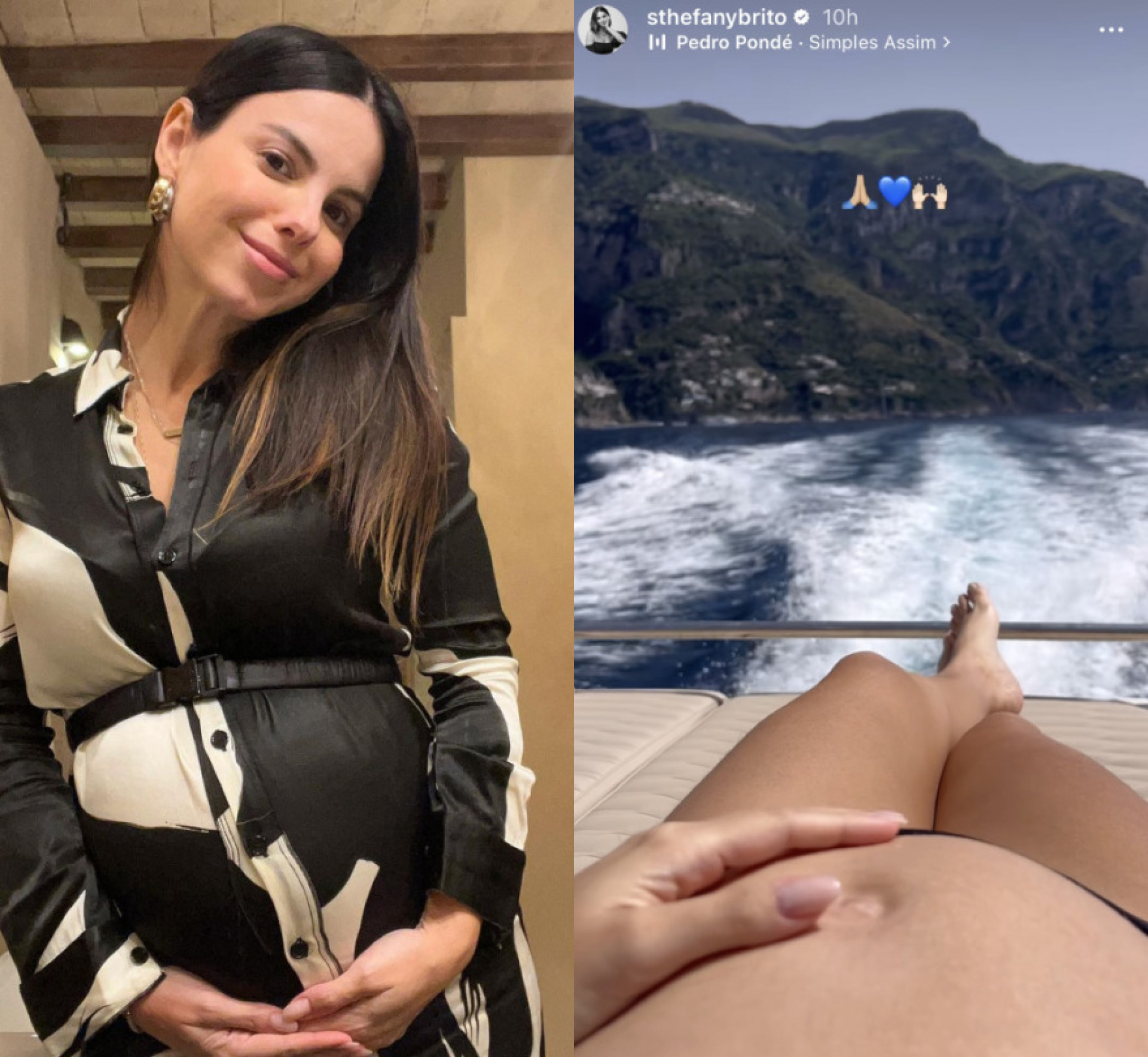 Sthefany Brito curte passeio de lancha na Itália e exibe barriguinha de grávida - Reprodução