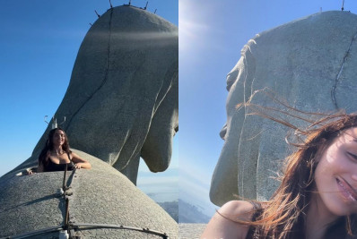 Rafa Kalimann sobe nos braços do Cristo Redentor e celebra: 'Me emociono muito'